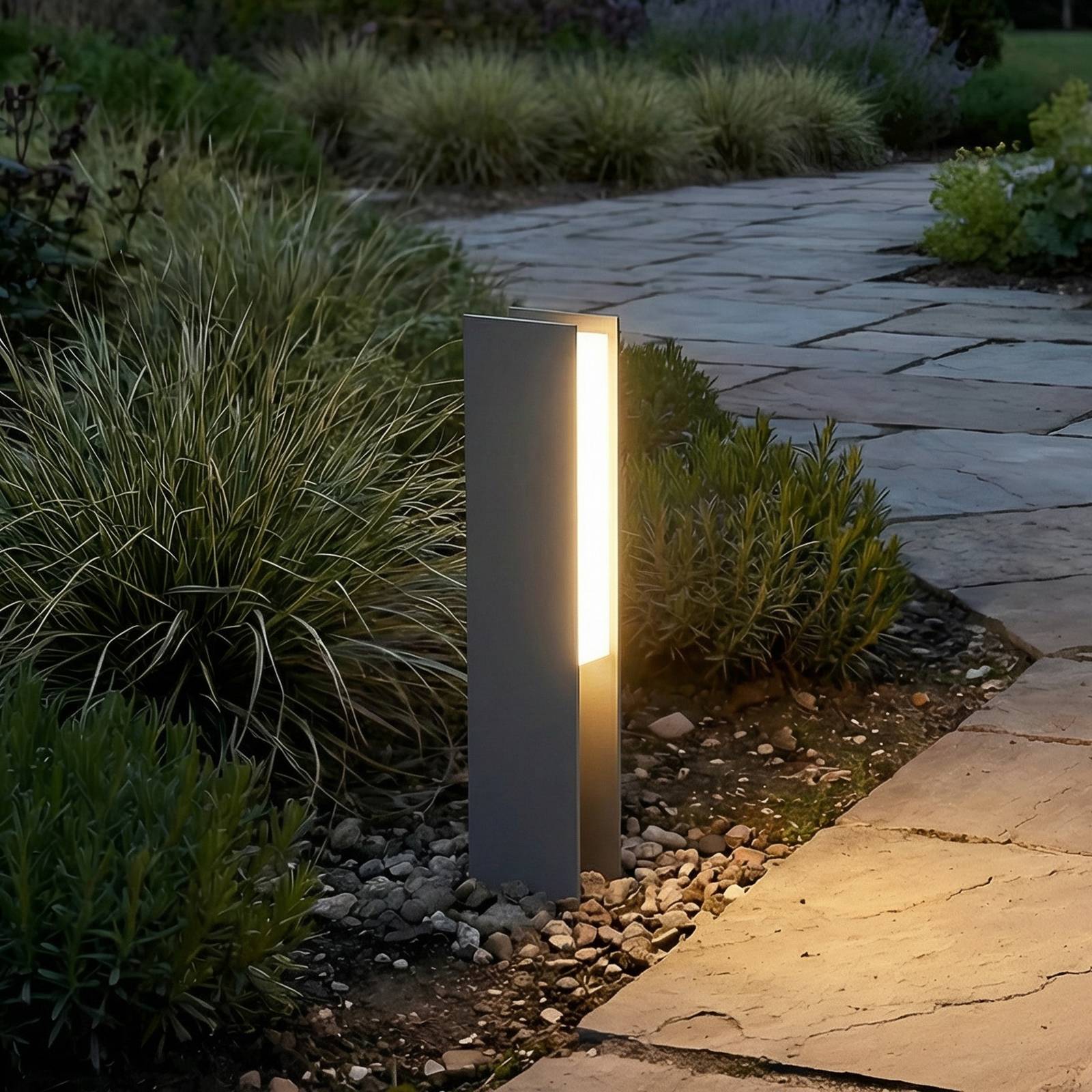 LED Sockelleuchte Teerk Lucande, schwarz, Aluminium, Modern, LED Außenleuchte