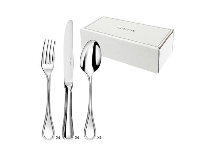 COUZON C46100M000D61 Die Perle 18-teiliges Tafelservice für Vorspeisen, Käse & Dessert, Edelstahl, rostfrei, silberfarben