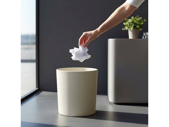 Signature Home Collection Papierkorb Runder Papierkorb Kunstleder grau braun beschichtet Ø22xH28 cm, wasserabweisend, fleckschutzbeschichtet