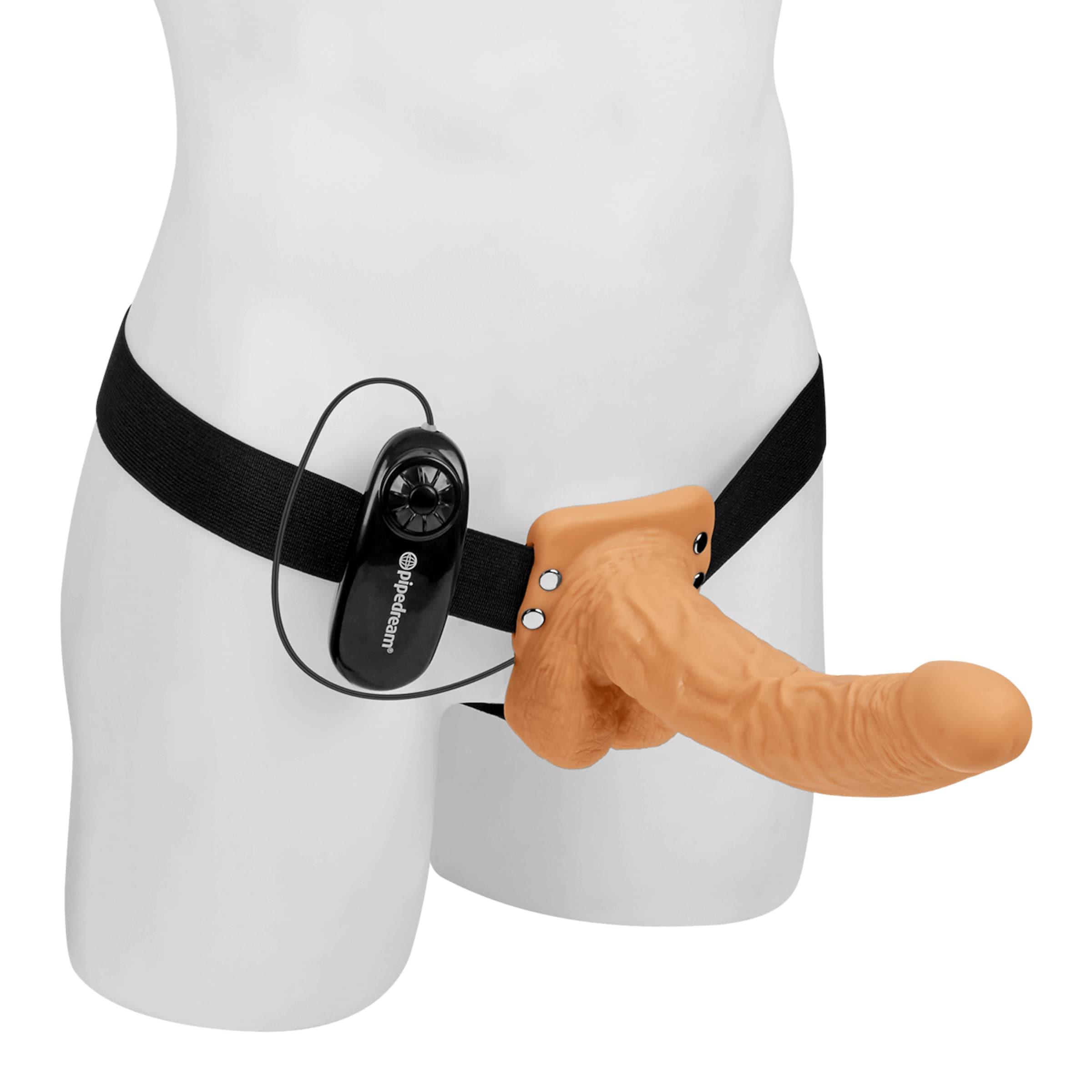 Vibrating Hollow Strap-On with Balls, 25 cm