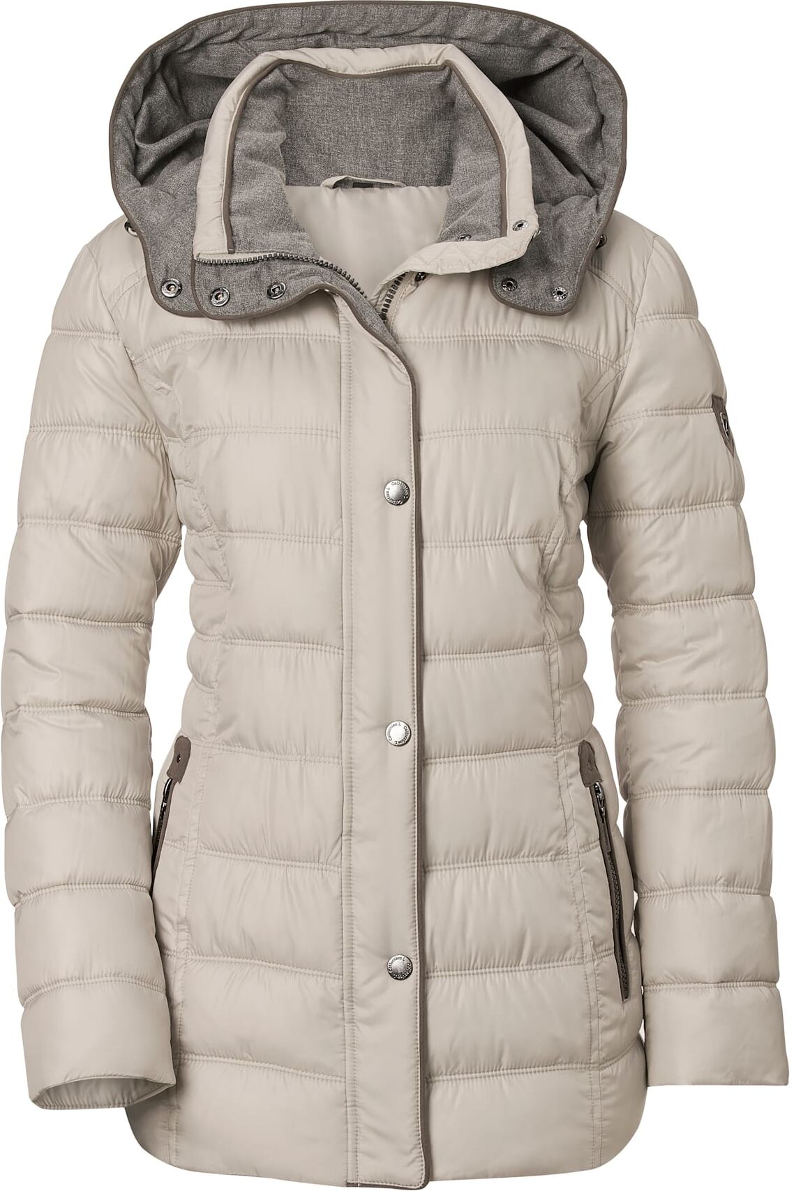 Steppjacke CASUAL LOOKS, Damen, Gr. 18, grau (naturstein), 100% Polyester, gemustert, mehrfarbig, unifarben, figurumspielend, Jacken Steppjacke naturstein 18