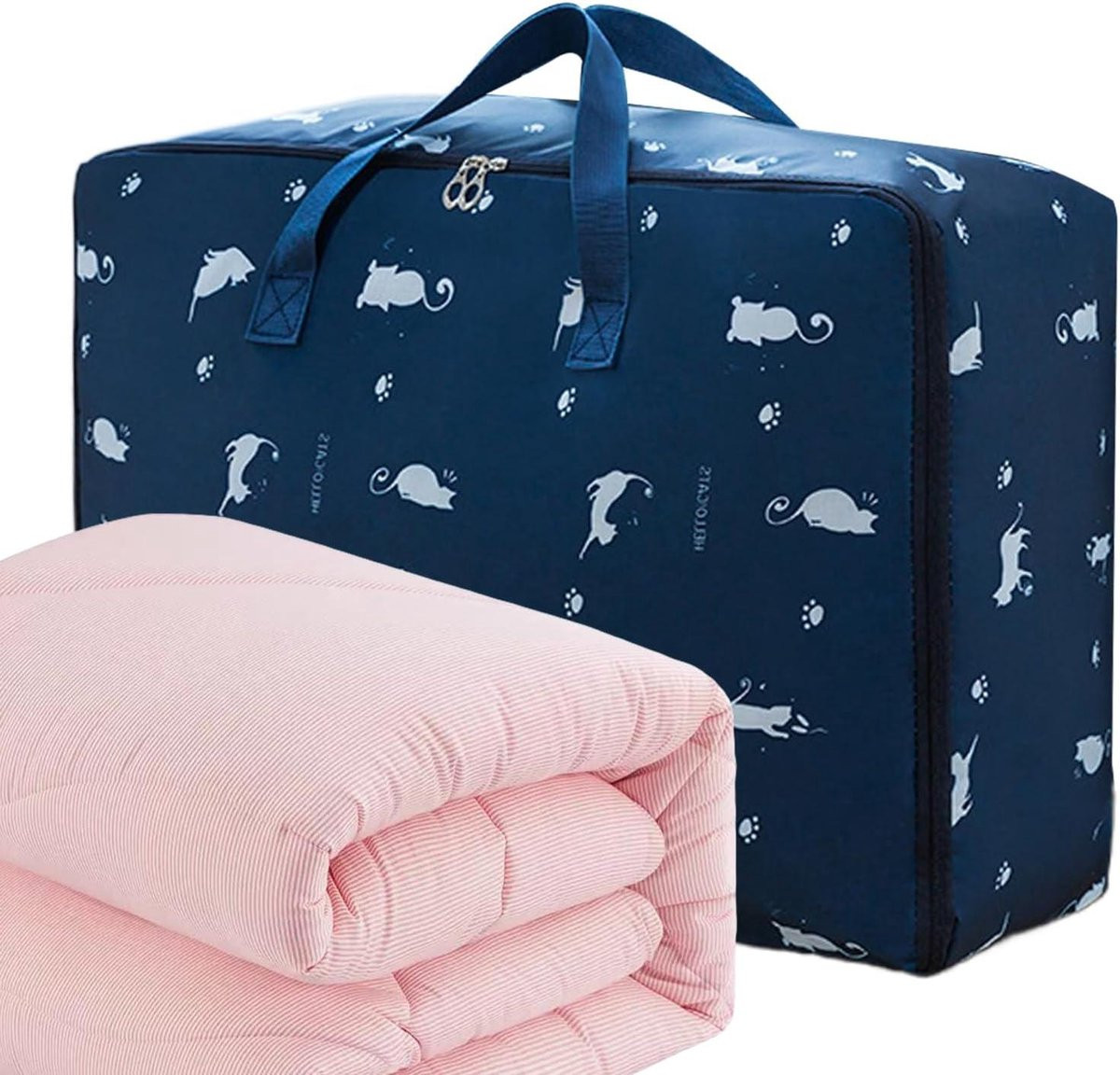 Waterdichte dekenorganizer opbergtas voor kleding en dekbedden, Marineblauw, B/D/H: 55 x 33 x 20 cm