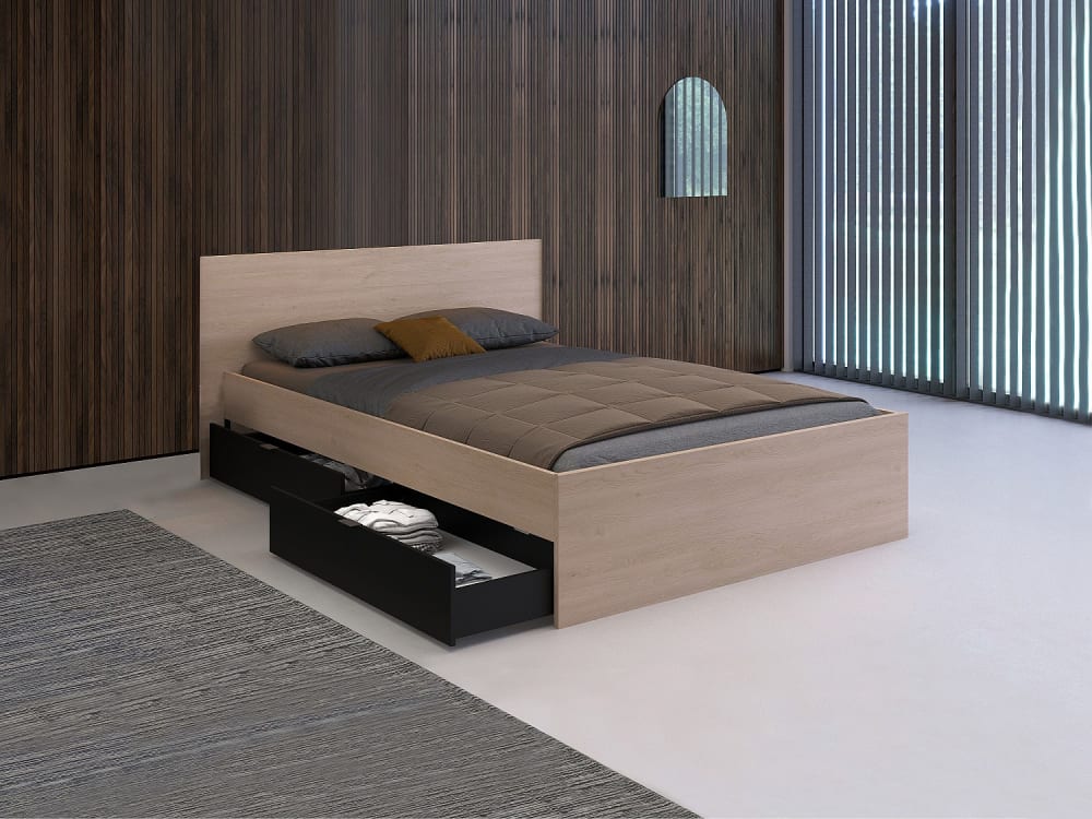 Unique Base de cama madera color natural claro