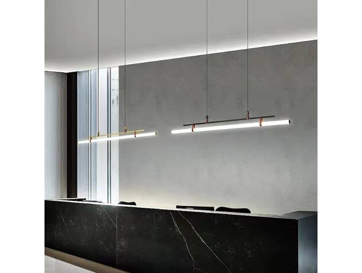 Lampe à pendentif LED minimaliste nordique design longue bande lustre salle à manger salle d'étude bureau cuisine île lustre