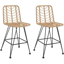 vidaXL Barhocker 2 Stk. 45x56x103,5 cm PE-Rattan und Stahl