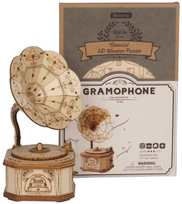 Gramophone - Puzzle 3D Mécanique en bois Rolife
