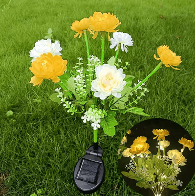Inspire Curations Solar Snow Lotus Flower LED Garden Light white