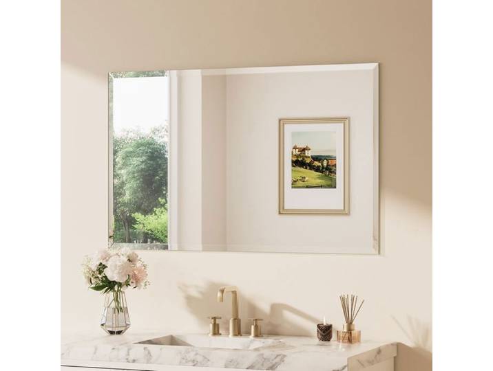 Miroir Mural Keonjinn rectangulaire 120x75cm sans cadre Verre trempé anti-éclats Grand Miroir Pour Salle de Bain Chambre Salon