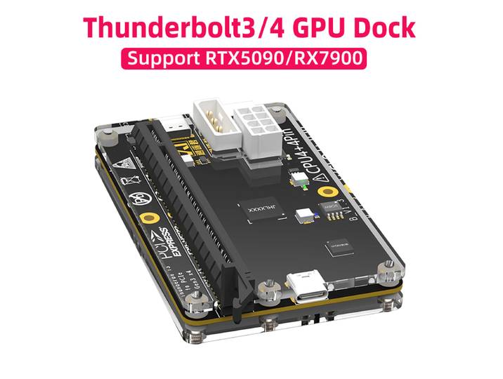 USB4 Thunderbolt3/4 GPU Dock PCIe carte graphique supplémentaire pour ordinateur portable prise en charge RTX 5090 RX 7900 Windows 10/11 PD 60W DC