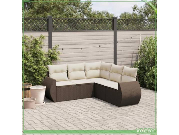 Salon de jardin - FAF7291712420900 - Résine tressée marron - Rangement avec sac étanche - Coussins déhoussables