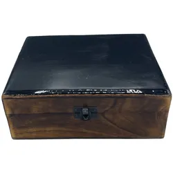 Large Ceramic Glazed Wood Box - 20x15x7.5cm - Black