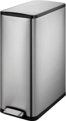 EKO Treteimer Ecoslim, 45 Liter, Edelstahl matt, Fingerabdruckschutz, geräuschloser Deckel, B 276 x T 533 x H 661 mm, silber