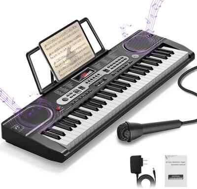 SUGIFT 61-Key Portable Electronic Piano Keyboard with LCD Display & Microphone