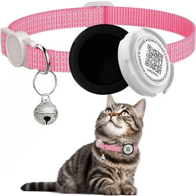 Uplifted Finds Dual Protection AirTag & QR ID Reflective Collar pink