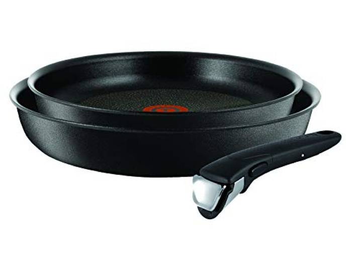 TEFAL Pfannen-Set Ingenio Ultimate L7649253, alle Herdarten, 24-28cm, Antihaft-Beschichtung, abnehmbarer Griff, gleichmäßige Wärmeverteilung, schwarz