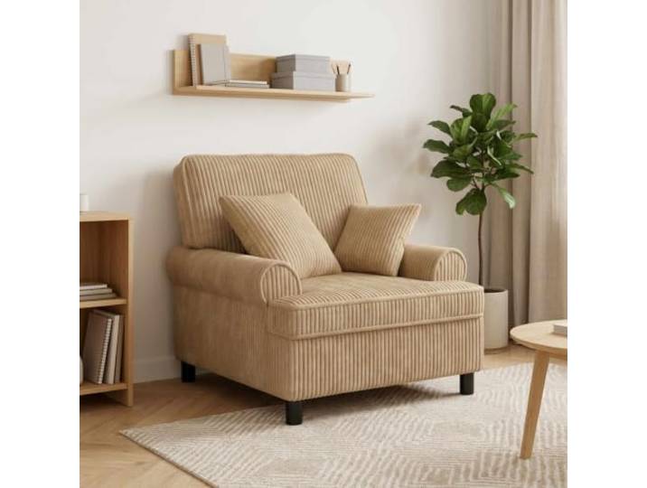 XL Sessel mit Kissen Taupe 1,5 Linien Stoff Holzwerkstoff-und-Metall-Rahmen,Polyester-Bezug,Schaumstoff-Füllung,Pfostenbeine,Kissen inklusive