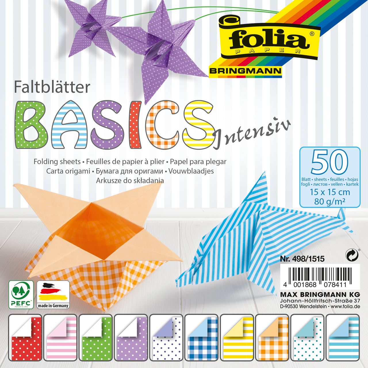 folia Faltblätter BASICS INTENSIV mehrfarbig 50 Blatt