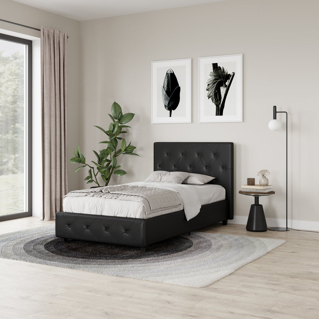 Blue Elephant Upholstered Faux Leather Drawers Bed Black Single (3')