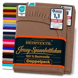 EXKLUSIV HEIMTEXTIL Doppelpack Marke Jersey Spannbettlaken 90 - 100 x 200 cm Schokobraun