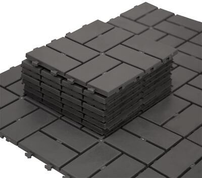 Clihome "12""x12"" Square Composite Decking Tiles, Patio Interlocking Deck Tiles(Gray, Pack of 44)"