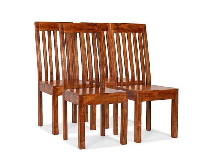 HGPOTUY Esszimmerstühle 4 STK. Massivholz Modern Akazienholz Handgefertigt, 110 kg Belastbar, Leicht Reinigbar, Einzigartige Holzmaserung