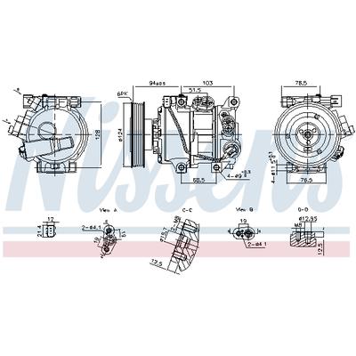 NISSENS Kompressor, Klimaanlage 890896 für HYUNDAI KIA