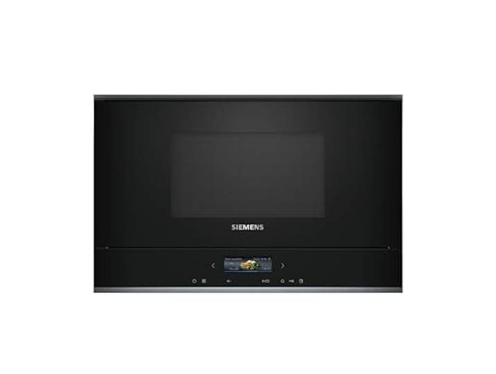 Siemens iQ700 Einbau-Mikrowelle mit Grill Schwarz 594 x 382 cm BE732L1B1 Hydrolytisch, TFT Touchdisplay, Seitlich öffnende Tür, Wattleistung bis 900 Watt, Mikrowellen-Invertertechnologie