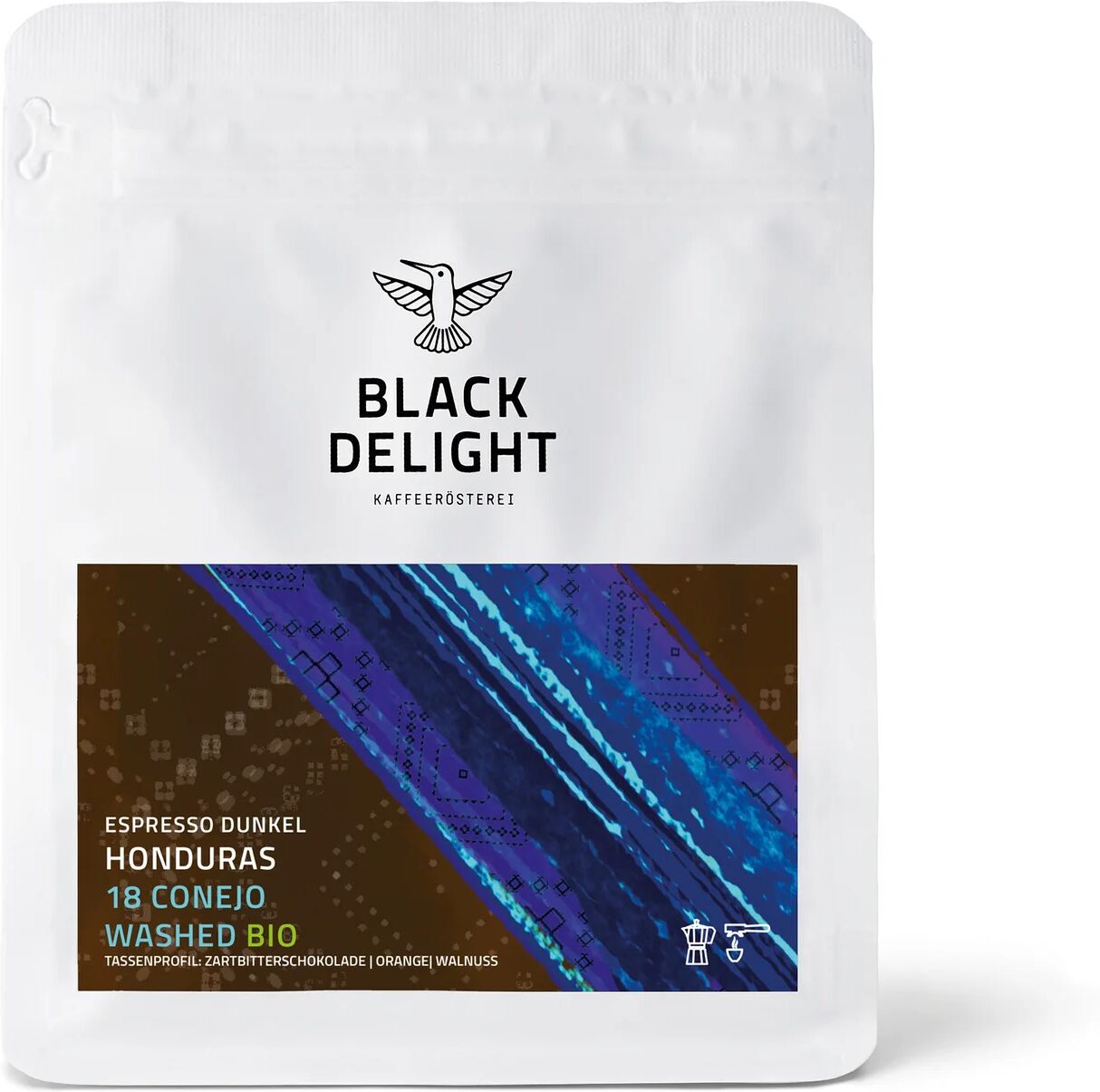 Black Delight - Honduras 18 Conejo Dunkel Bio Espresso - 250 g Ganze Bohne - Intensität: 4/6