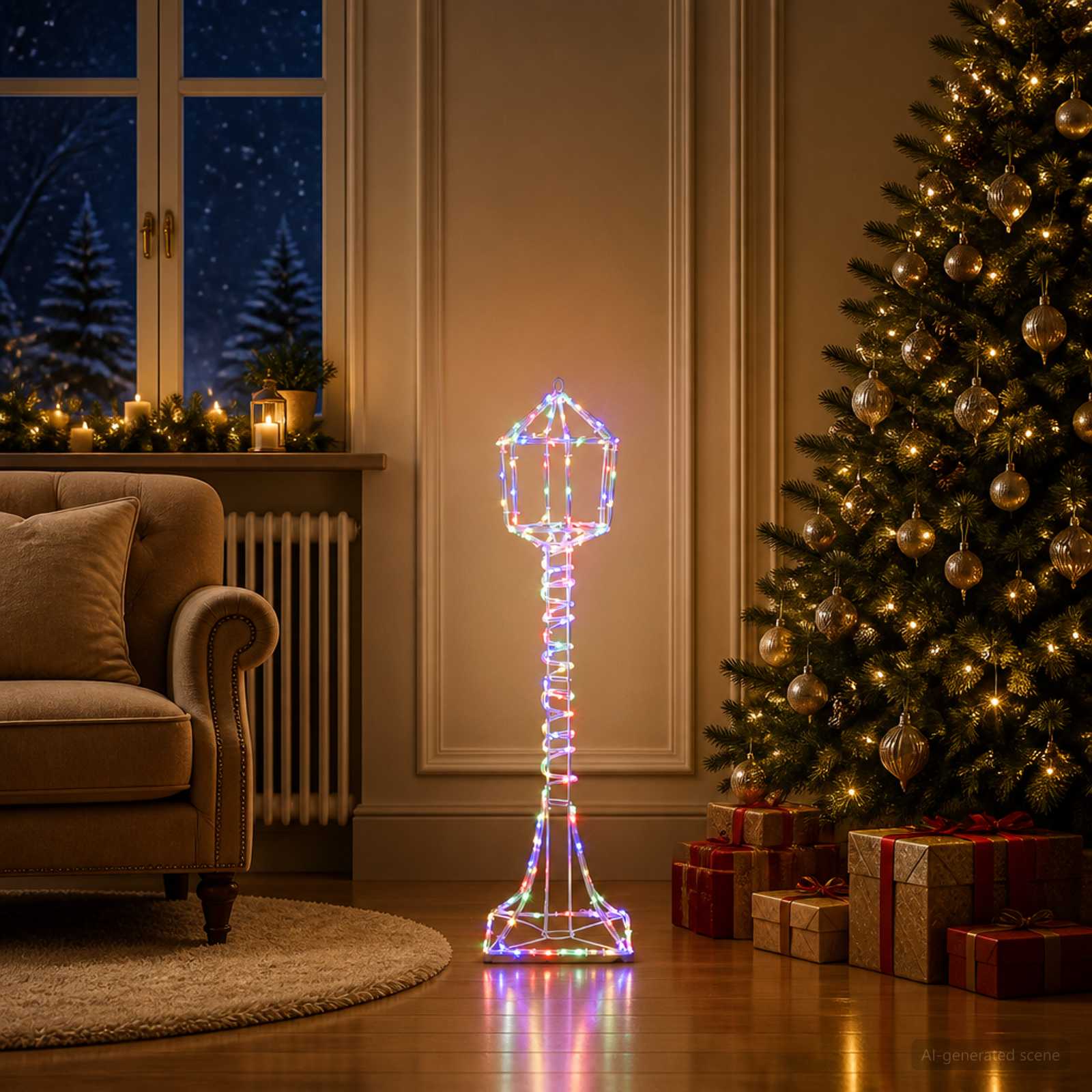 vidaXL Lampadaire LED de Noël LOVIISA 160 LED Multicolore