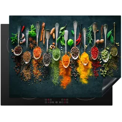 HERDABDECKPLATTE Kräuter - Gewürze - Löffel Induktionsmatte 71x52 cm