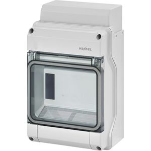 Hensel Sicherungskasten KV 1506, IP54 für Feuchtraum, 6 Module, 1-reihig, mit transparenter Tür, für Aufputz