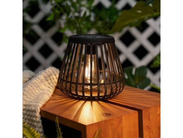 Pauleen LED-Solar-Tischlampe SUNSHINE GLIMMER, schwarz, IP44 GLIMMER, schwarz, Bambus, Junges Wohnen