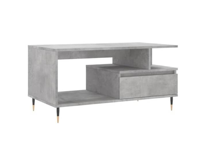 Couchtisch Betongrau 90x49x45cm mit Stauraum Holzwerkstoff, Metallfüße, einfache Reinigung, modernes Wohnzimmer, Couchtisch