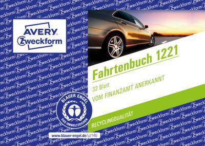 Avery® Zweckform Fahrtenbuch 1221, für PKW, A6 quer, Ausfüllhilfe/Gesamtübersicht/Jahresabrechnung, Blauer Engel, weiß, 32 Blatt für 310 Fahrten