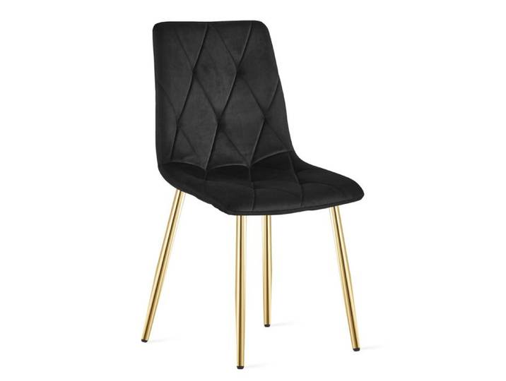 Chaise Libra en Velours Noir avec Pieds Dorés - Réf. VK8681847482796