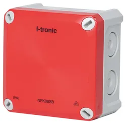FR-Abzweigkasten 85x85x54mm, Durchstoßmembran IP66, PS, grau/rot, Sicherheitsbeleucht.