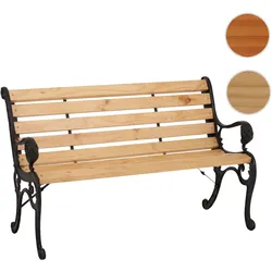 Gartenbank HWC-O25, Sitzbank Parkbank Holzbank 2-Sitzer, Gusseisen Holz Kiefer, 132cm ~ natur