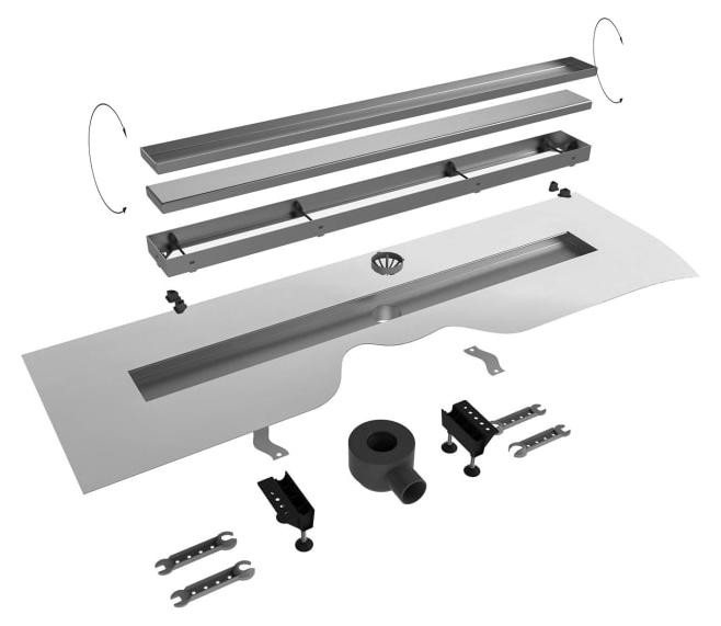 Megabad Sturotec douchegoot met designafdekking, 50 cm