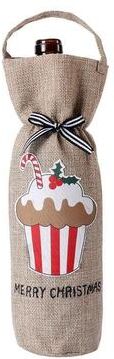 Inspired Deals Festive Christmas Wine Bottle Bag Cloth Wine Bottle Cover For Holiday Gifts And Table Decor cake Style