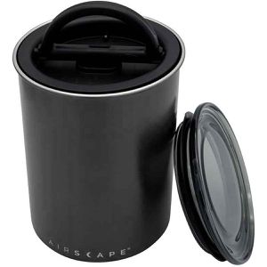 Airscape Kaffeedose AS1707, aus Edelstahl, mit Frische-System, luftdicht, patentiertes 2-Wege-Ventil, schwarz, rund 1,9 Liter