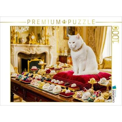 CALVENDO Puzzle Prunksaal Katze mit edler Sammlung luxuriöser Mäusespielzeuge | 1000 Teile Lege-Größe 64 × 48 cm Foto-Puzzle für glückliche Stunden