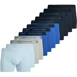 JACK&JONES Herren Boxershorts, 12er Pack - JACCOOPER TRUNKS 12 PACK, Baumwollmischung Schwarz/Blau/Grau / 2XL