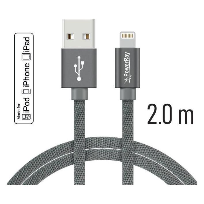 PowerRay Data Cable (2 m, USB 2.0) (PR-DCUL200TGY)