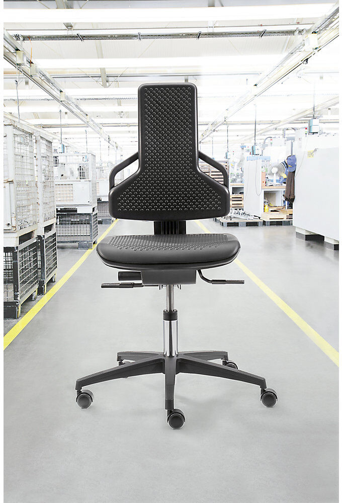 Arbeitsdrehstuhl, mit Rollen, PU-Schaum, schwarz Dauphin
