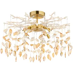 Deckenlampe Deckenleuchte Wohnzimmerlampe 8-flammig Kristalloptik Gold Metall Ø 61 cm