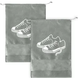 2er-Set Schuhbeutel mit Kordel - Schutz vor Kratzern & Schmutz für Sneaker & Kleidung - 36x26cm Grau - Ideal für Sport, Reise & Aufbewahrung