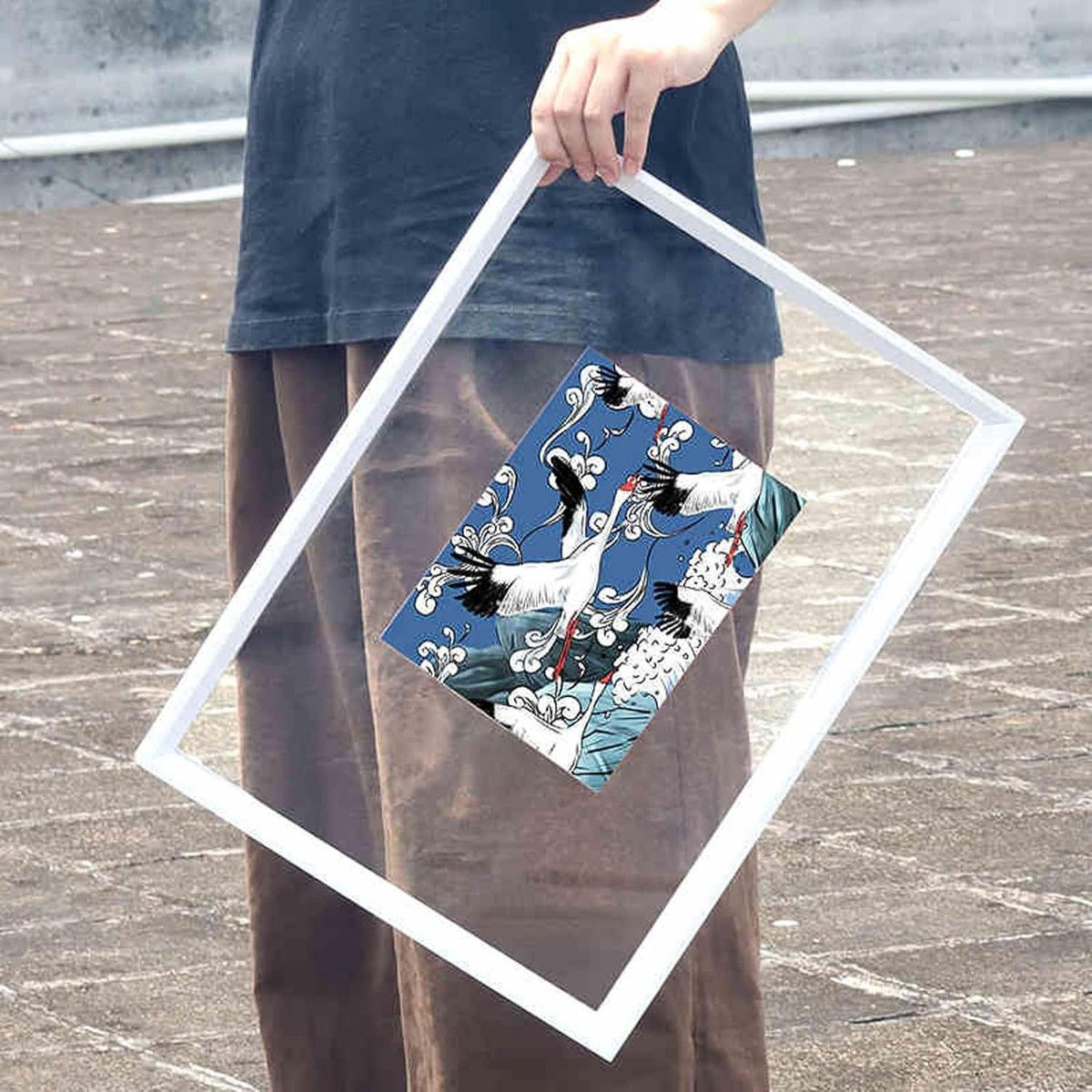 Houten fotolijst Zwevend frame Dubbelzijdig ontwerp Wit A3 formaat