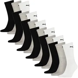Puma Unisex Socken, Sportsocken 18 PAAR, Frotteesohle - verschiedene Farben Schwarz/Weiß/Grau / 43-46