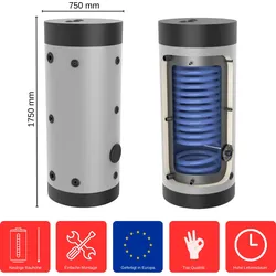 Wärmepumpenspeicher 500 Liter WPS-1-500 Standspeicher Warmwasserspeicher Boiler