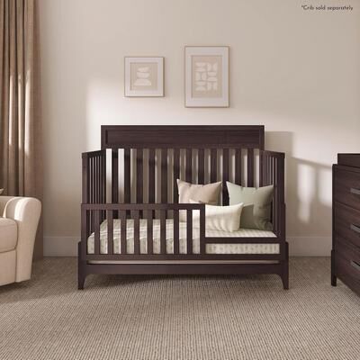 Evolur Atlas Toddler Rail in Roasted Chestnut, ASTM Standards Solid Hardwood, Safe, Sturdy, and Stylish